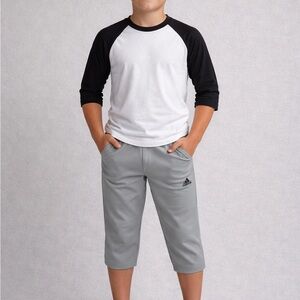 adidas Boys' Light Gray Athletic 3/4 Baseball/Tee ball pants